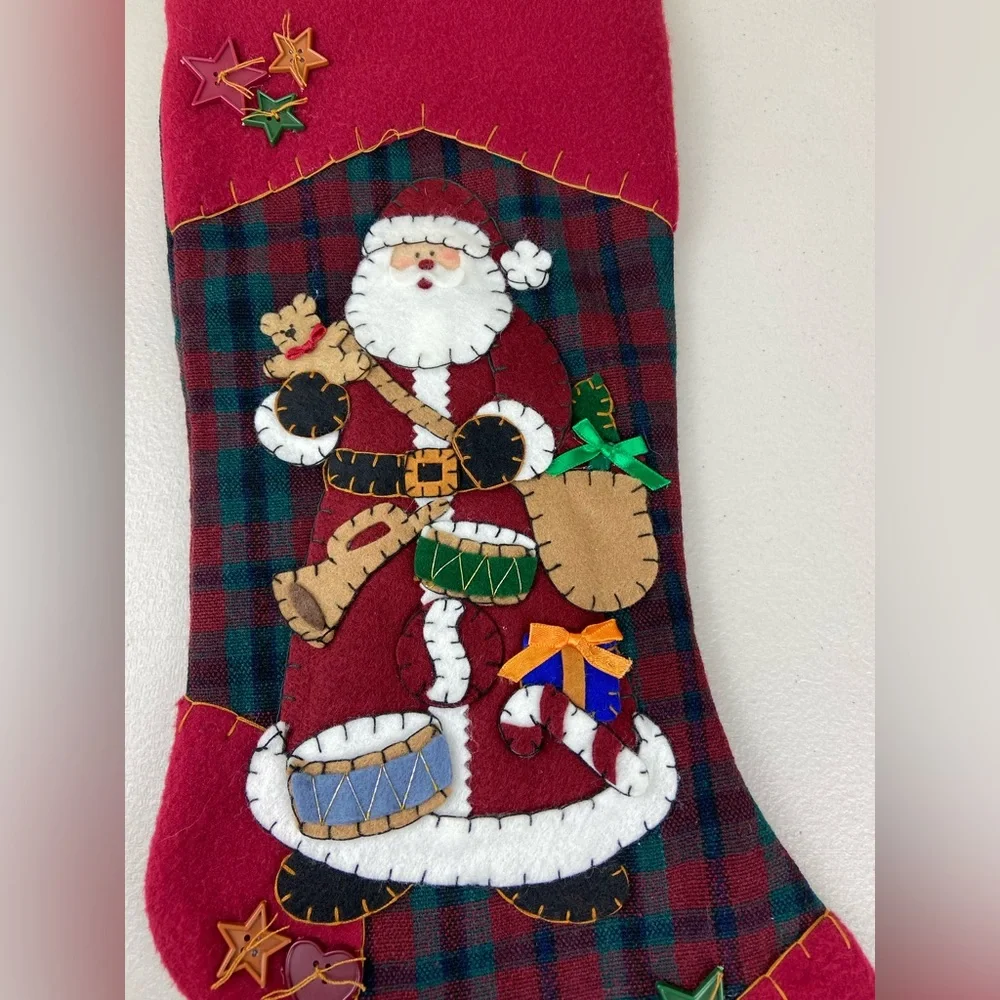 Vintage Pima Creations Inc. Christmas stocking felt quilted Santa Claus